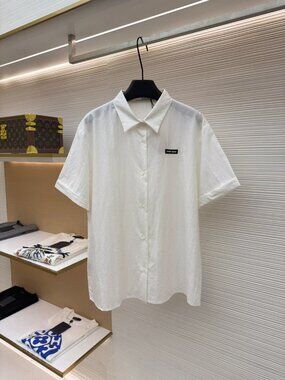 Miu Miu White Short-Sleeve Button-Down Shirt